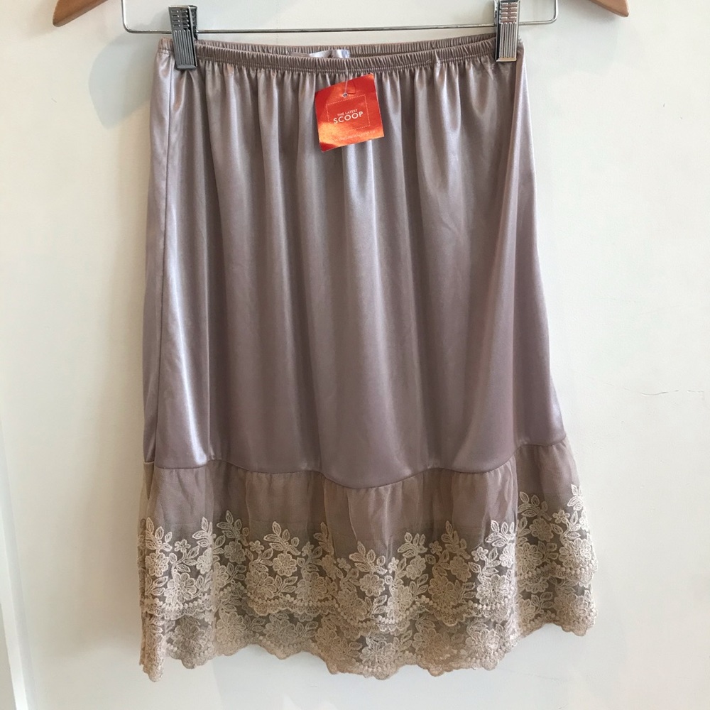 NEW Metallic Slip Skirt With Lace